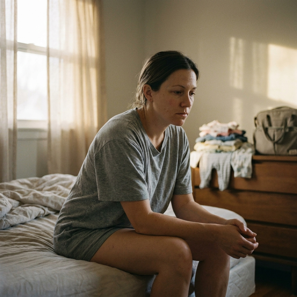 PHOTO — mom at home, soft light, unposed